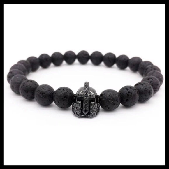 Silverskylight Other - Black lava rock black rodhium cz gladiator helmet